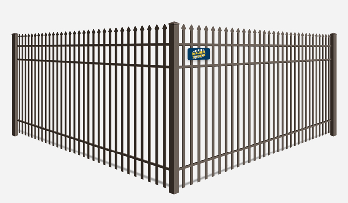 Commercial grade double picket spear top aluminum security fence in Tewksbury