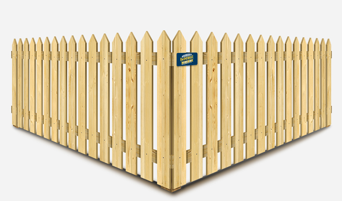 Pointed picket wood fence for residential homes in Tewksbury