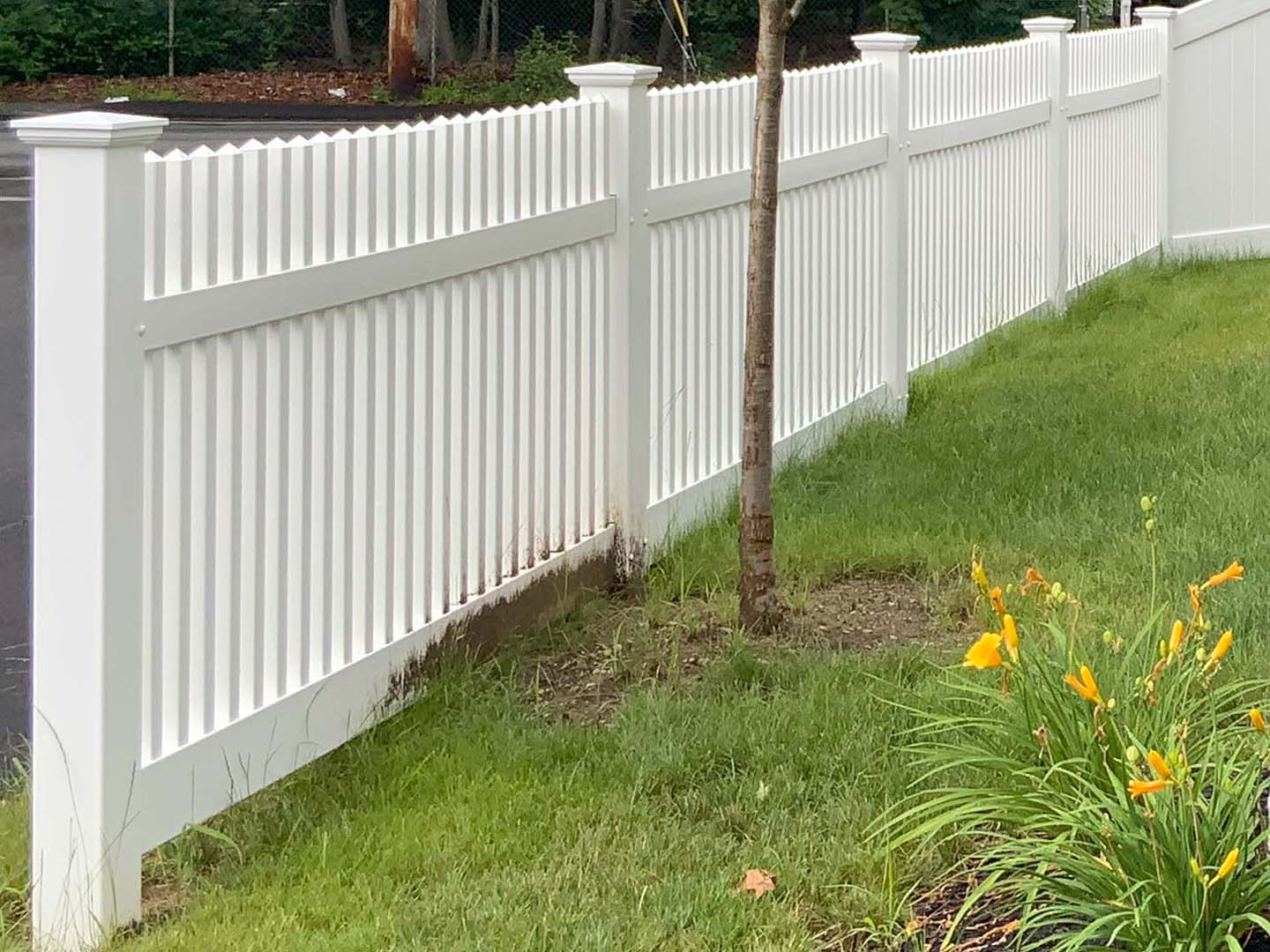 White Vinyl Picket Fence With Open Spindle Top for Homes or Businesses in Tewksbury MA