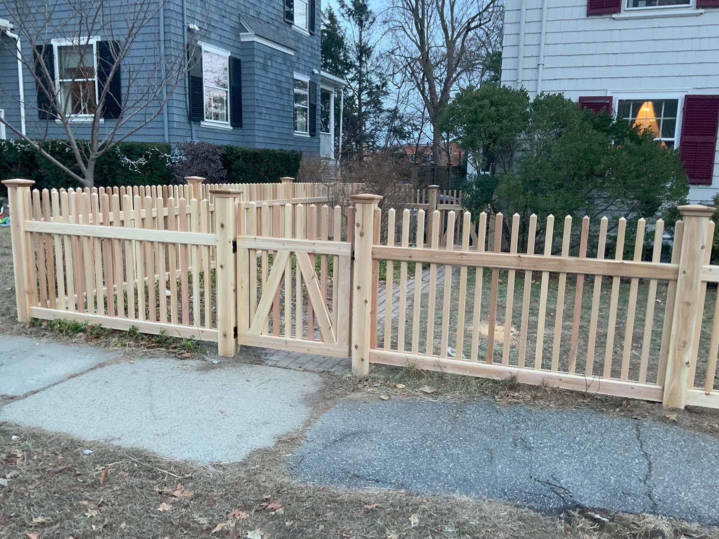 Wood Picket Fence With Open Spindle Top for Residential Properties in Tewksbury MA